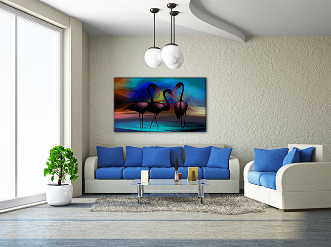 Beach House Interiors - Living Room - Abstract Pelican Print