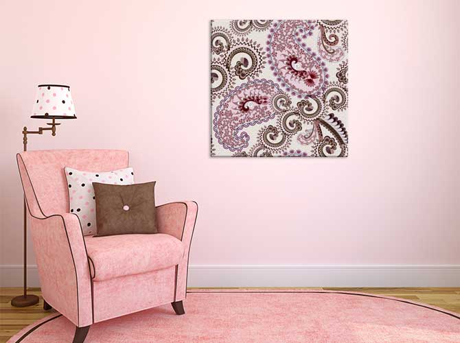 Lägenhetsinredning - rosa Paisley Canvas Print