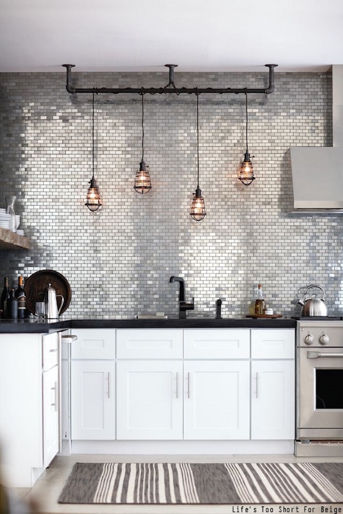 Apartment Decorating Ideas - Metal Kitchen Tiles