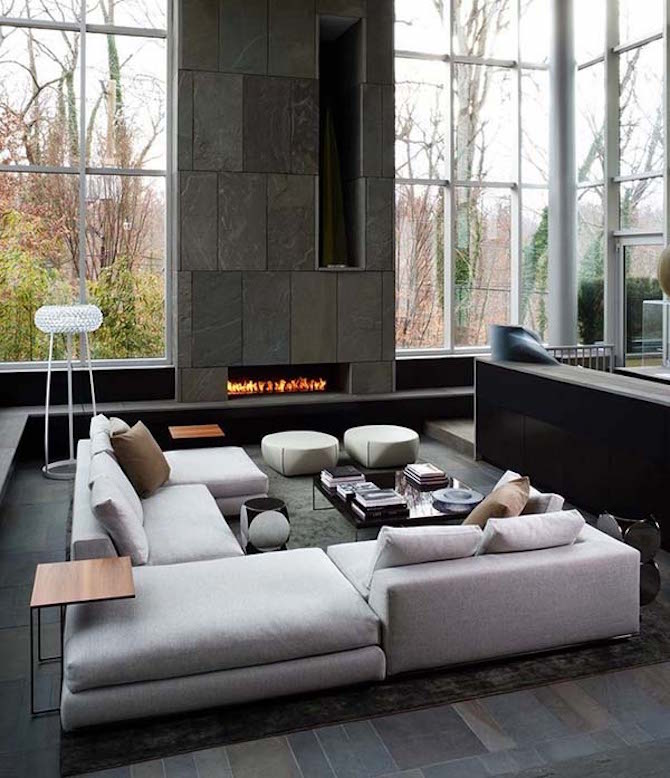 Modern Living Room - Modern Fireplace
