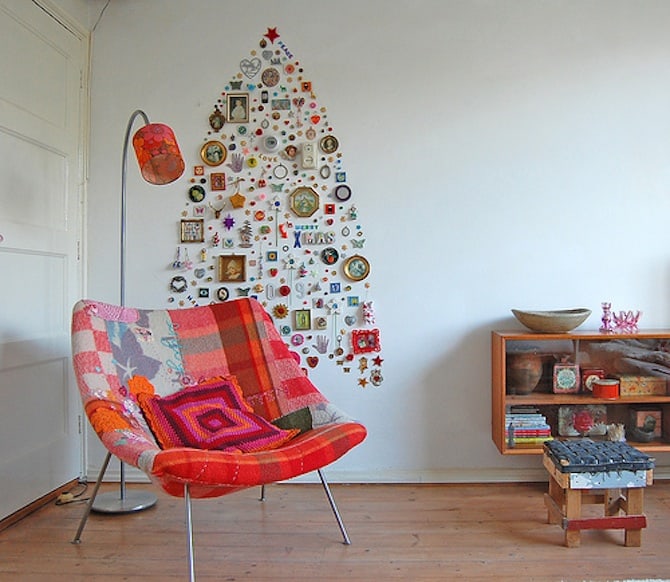 Homemade Christmas Decorations - Wall Tree Art