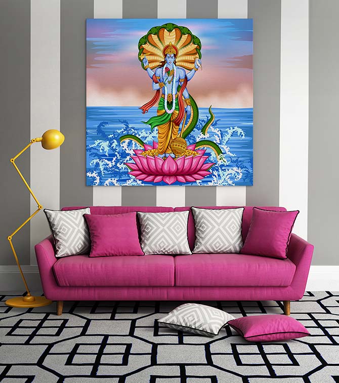 Tanjore Paintings - Lotus Vishnu