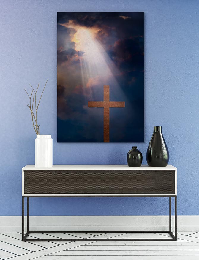 Golden rays shining down on a cross makes for great Easter art