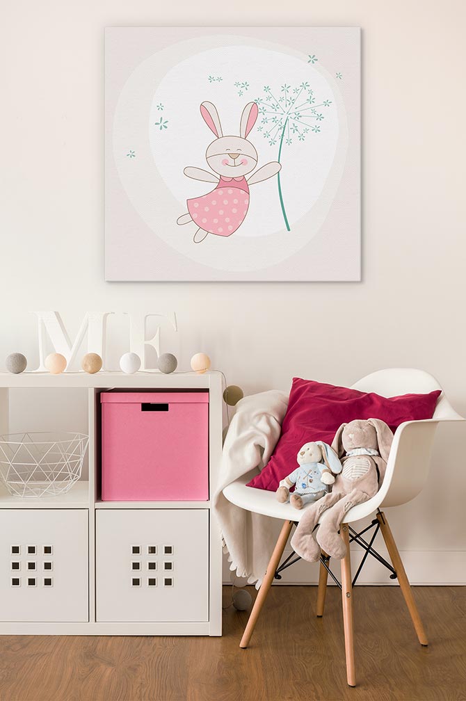 Easter art - Bunny floating through the air